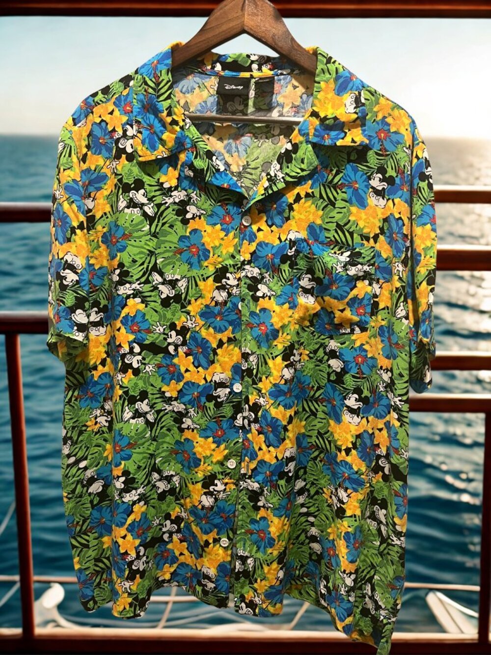 Disney Mickey Mouse Tropical Hawaiian Button-Up Shirt Men's XXL